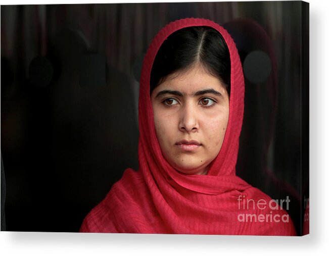 Malala Yousafzai Acrylic Print featuring the photograph Malala Yousafzai Opens Birmingham by Christopher Furlong