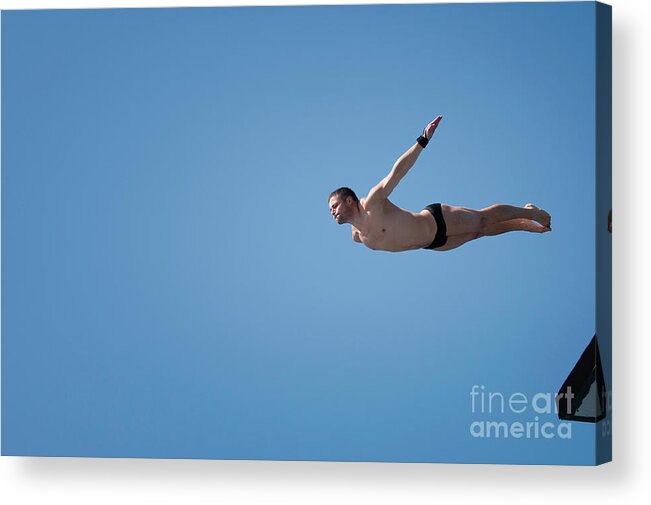 Diving Acrylic Print featuring the photograph Man Diving From 10 Meter Platform by Microgen Images/science Photo Library
