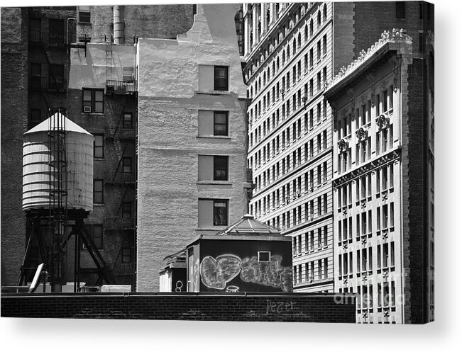 Water Tank Acrylic Print featuring the photograph Manhattan Rooftops - No.3 by Steve Ember