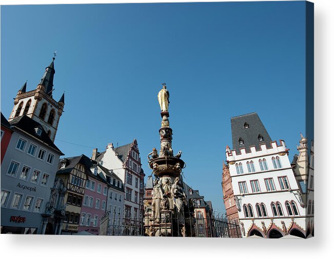 Tranquility Acrylic Print featuring the photograph Market Square With Fountain, Trier by Thomas Winz