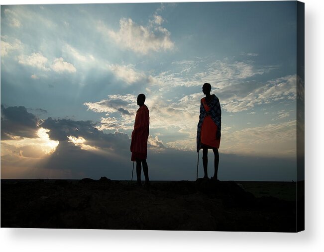 Masai Acrylic Print featuring the photograph Masai Warriors by Wade Aiken