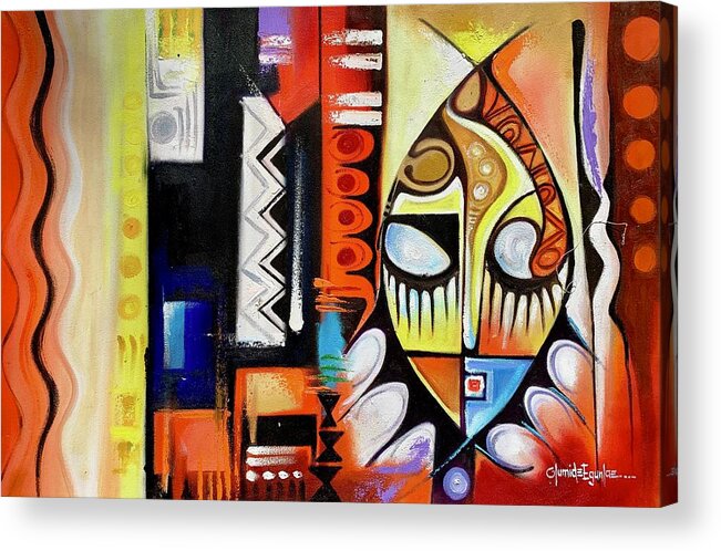 Africa Acrylic Print featuring the painting Mask Portrait by Olumide Egunlae