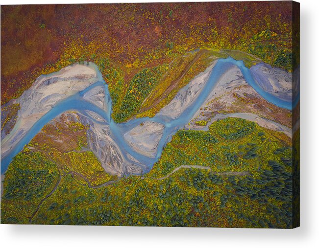 Aerial Acrylic Print featuring the photograph Matanuska River by Michael Zheng