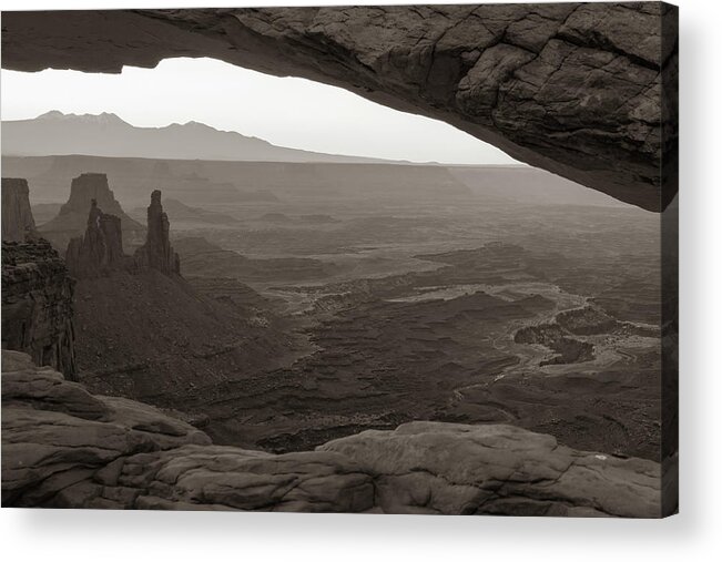 Mountain Landscape Acrylic Print featuring the photograph Mesa Arch and Canyonlands Sepia Landscape by Gregory Ballos