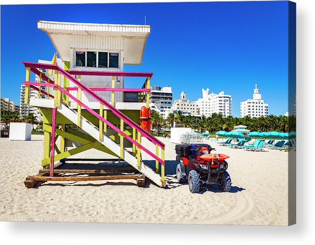 Miami Beach Lifeguard House Acrylic Print featuring the photograph Miami Beach Lifeguard House 4305 by Carlos Diaz