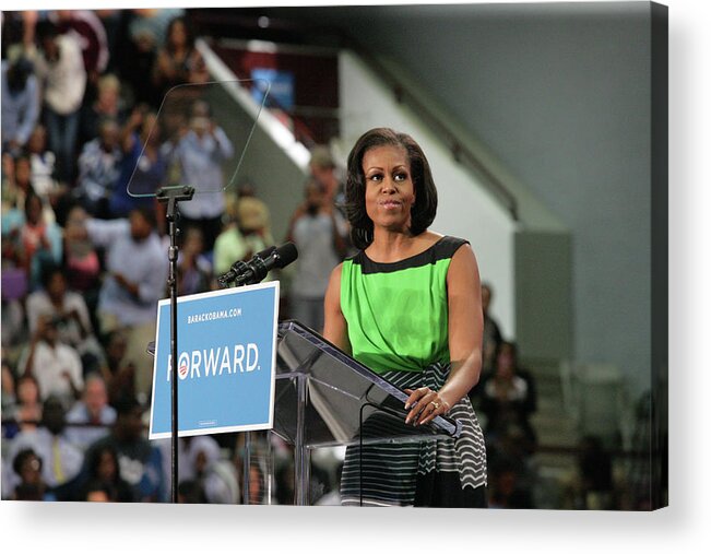Democracy Acrylic Print featuring the photograph Michelle Obama Attends 2012 Election by North Carolina Central University