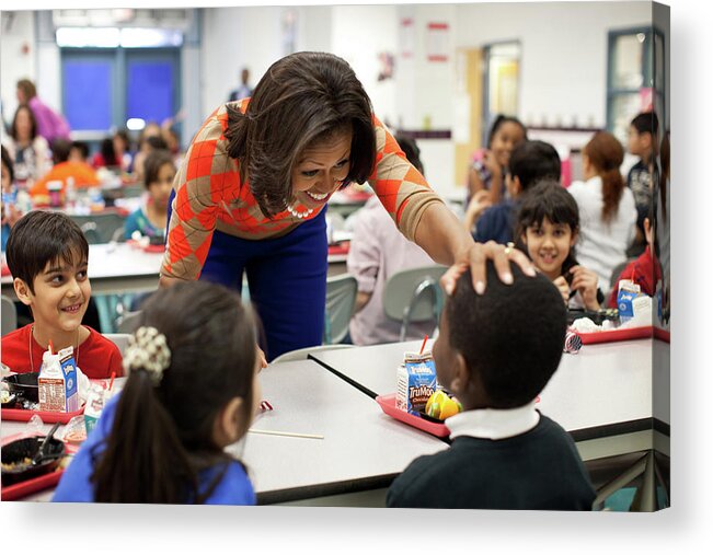2012 Acrylic Print featuring the photograph Michelle Obama Has Lunch With Students by Science Source