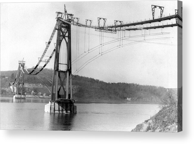 Construction Industry Acrylic Print featuring the photograph Mid-hudson Bridge Under Construction by New York Daily News Archive