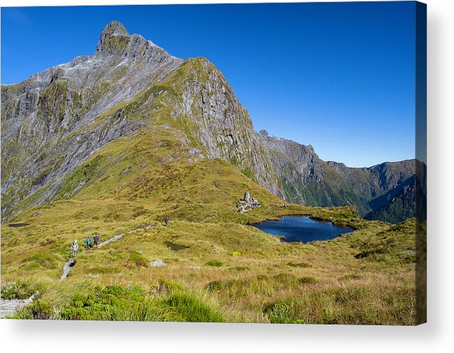 Backpackers Acrylic Print featuring the photograph Milford Track with the Mackinnon Memorial by David L Moore