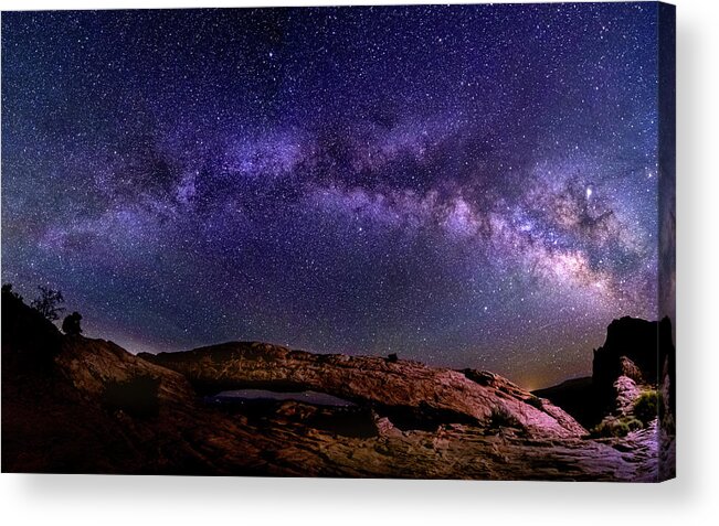 Mesa Acrylic Print featuring the photograph Milky Way at Mesa Arch by Kenneth Everett