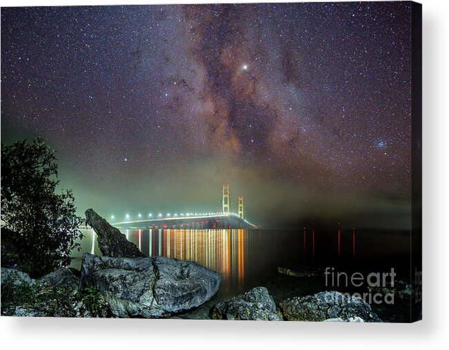 Milky Way Acrylic Print featuring the digital art Milky Way Over The Bridge Mackinaw by Norris Seward