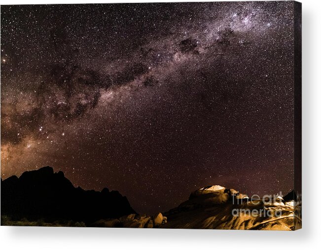 Milkyway Acrylic Print featuring the photograph Milkyway over Spitzkoppe, Namibia by Lyl Dil Creations
