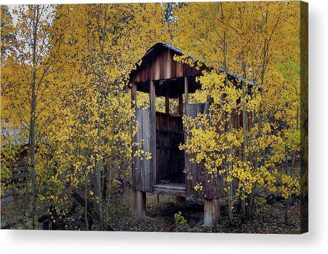Fall Acrylic Print featuring the photograph Miner's Delight Smoke House in Fall by Laura Terriere