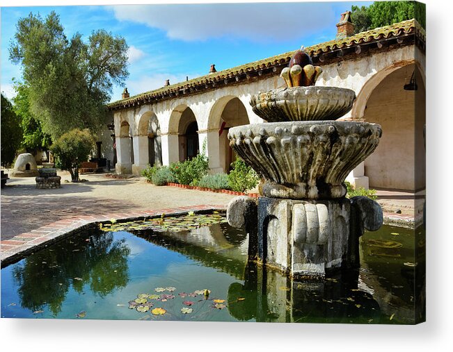 Mission San Miguel Acrylic Print featuring the photograph Mission San Miguel Fountain by Kyle Hanson