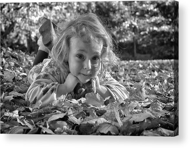 Autumn Acrylic Print featuring the photograph Monochromatic Autumn Child by Chris Boulton