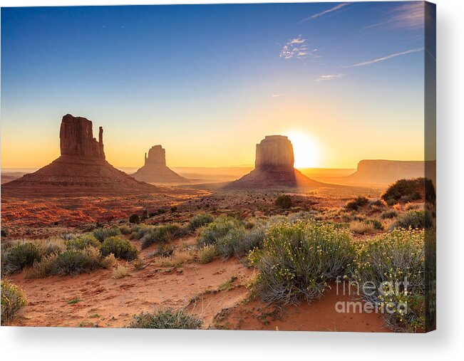 Southwest Acrylic Print featuring the photograph Monument Valley Twilight Az Usa by F11photo