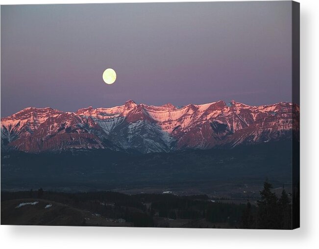 Front Range Acrylic Print featuring the photograph Moon Set Over Front Range Mountains by Design Pics / Michael Interisano