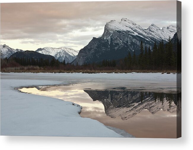 Scenics Acrylic Print featuring the photograph Mount Rundle Reflected In Vermillion by David Clapp