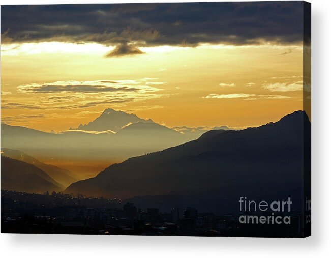 Peru Acrylic Print featuring the photograph Mt Ausangate and Cusco at Dawn Peru by James Brunker