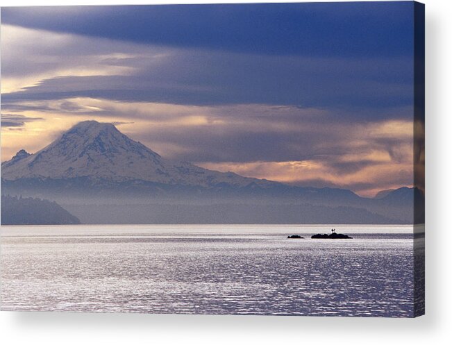 Scenics Acrylic Print featuring the photograph Mt Rainier From A Ferry On The Seattle by Lonely Planet