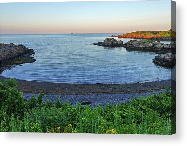 Nahant Acrylic Print featuring the photograph Nahant MA Forty Steps Beach at Sunset by Toby McGuire