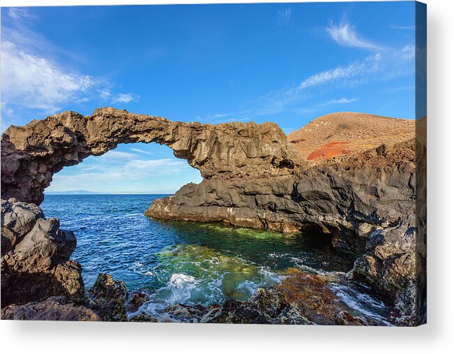 Extreme Terrain Acrylic Print featuring the photograph Natural Stone Arch Charco Manso, El by Flavio Vallenari