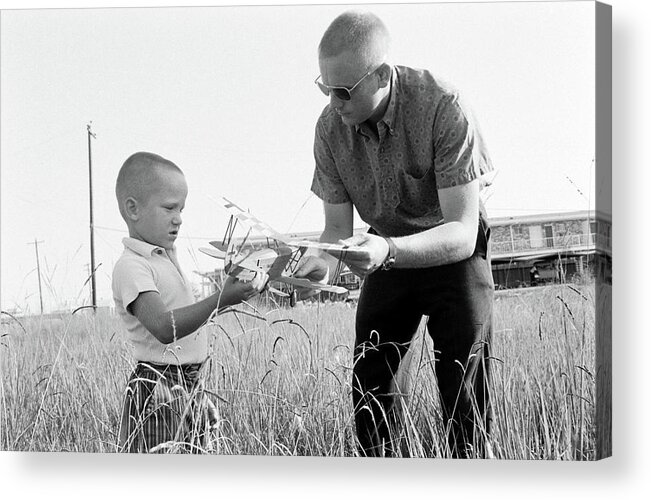 Lifeown Acrylic Print featuring the photograph Neil Armstrong Plays With Son by Ralph Morse