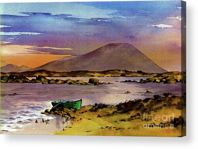 Mayo Acrylic Print featuring the painting Neiphin Sunset, Mayo. by Val Byrne