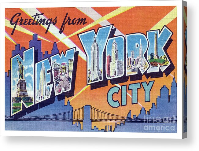 New York Acrylic Print featuring the photograph New York City Greetings - Version 2 by Mark Miller