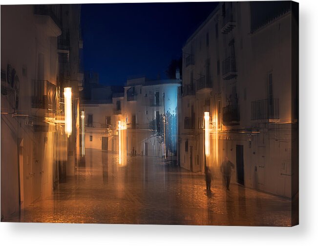 Ibiza Acrylic Print featuring the photograph Night Movement In The Old City 7r51977 by Joanaduenas