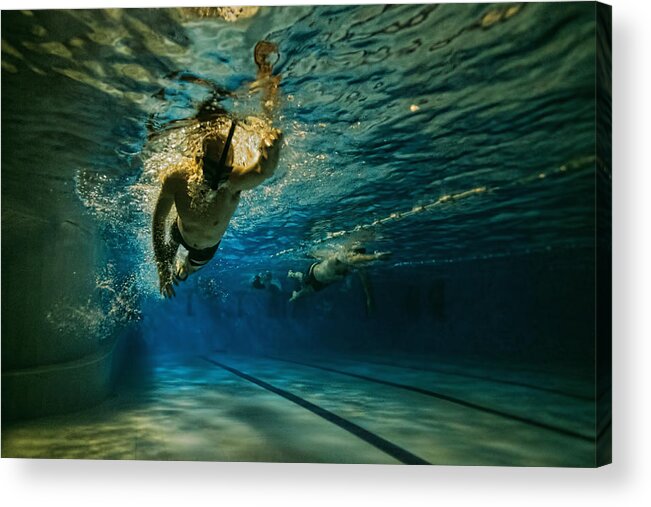 Swim Acrylic Print featuring the photograph Night Swimmer by Assaf Gavra