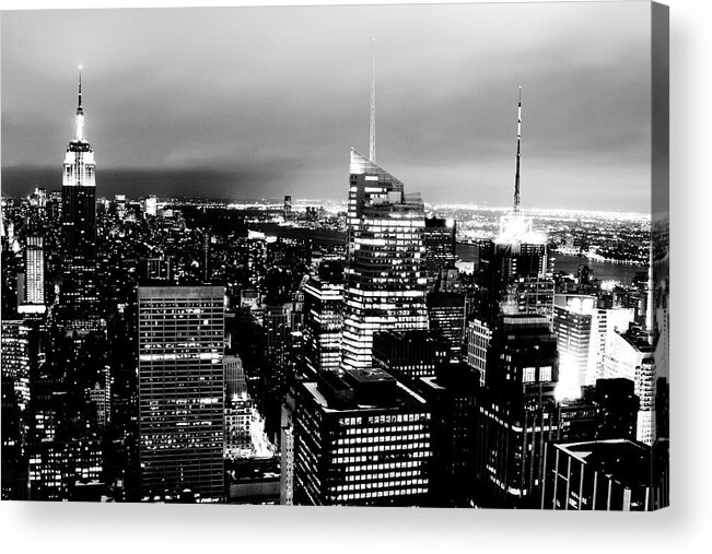 Celebration Acrylic Print featuring the photograph Night View Of New York by Night View Of New York City From Rockefeller Center
