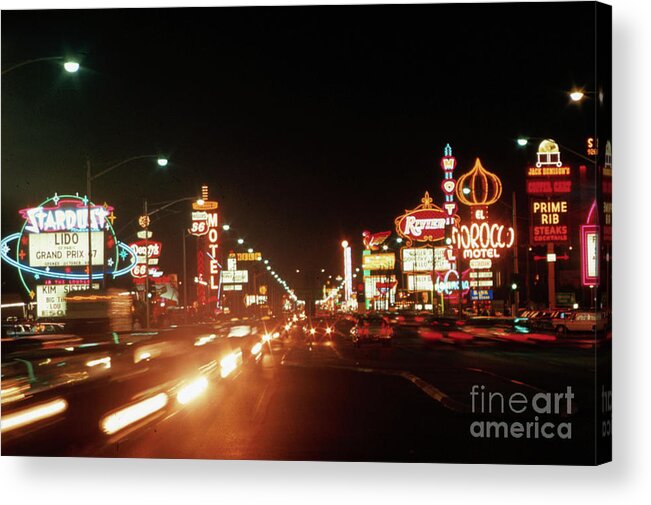 Built Structure Acrylic Print featuring the photograph Night Views Of Las Vegas Strip by Bettmann