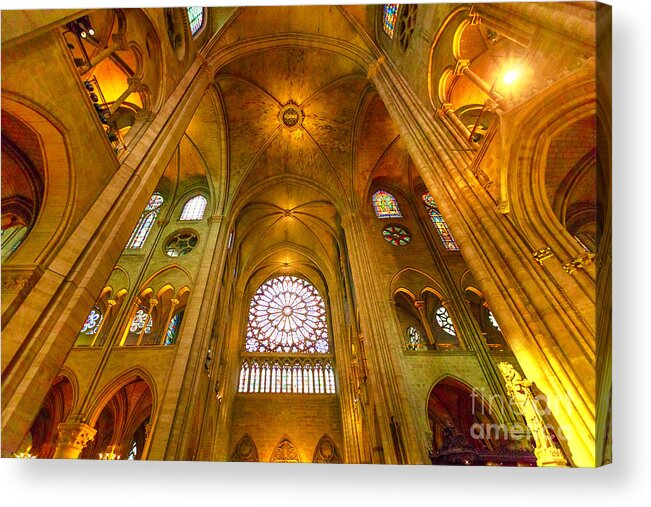 Paris Acrylic Print featuring the photograph Notre Dame rose window by Benny Marty