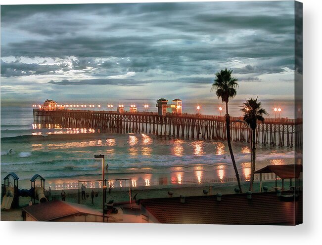 Oceanside Acrylic Print featuring the photograph Oceanside Pier at Dusk by Ann Patterson