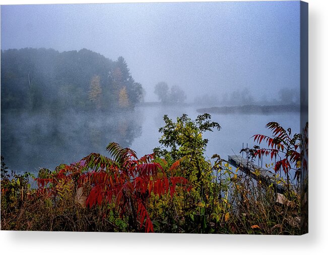 Hayward Garden Putney Vermont Acrylic Print featuring the photograph October Fog II by Tom Singleton