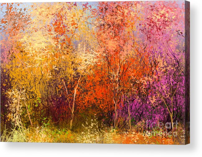 Paint Acrylic Print featuring the digital art Oil Painting Landscape - Colorful by Pluie r