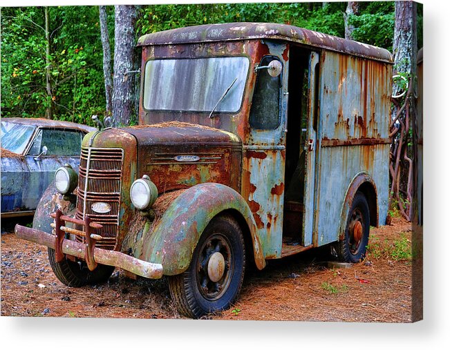 Abandoned Acrylic Print featuring the photograph Old Mack Delivery Van by Darryl Brooks