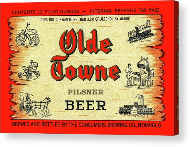 Olde Towne Pilsner Beer Acrylic Print featuring the painting Olde Towne Pilsner Beer by Unknown