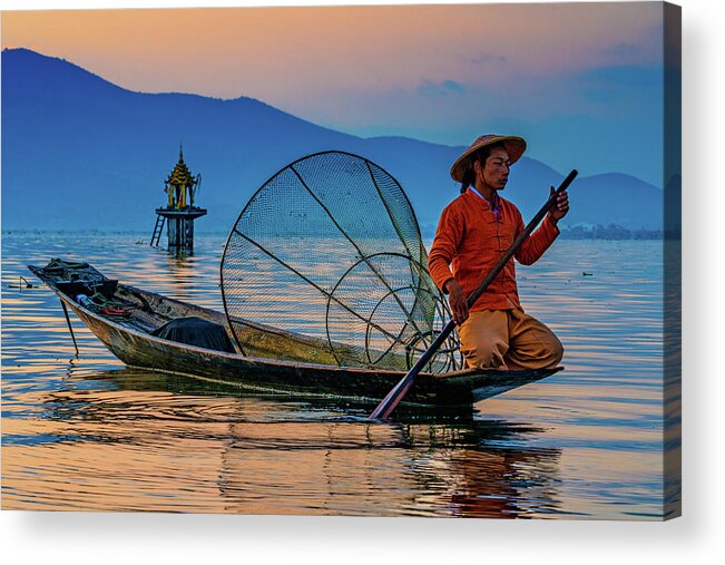 Inle Lake Acrylic Print featuring the photograph On Inle Lake by Chris Lord