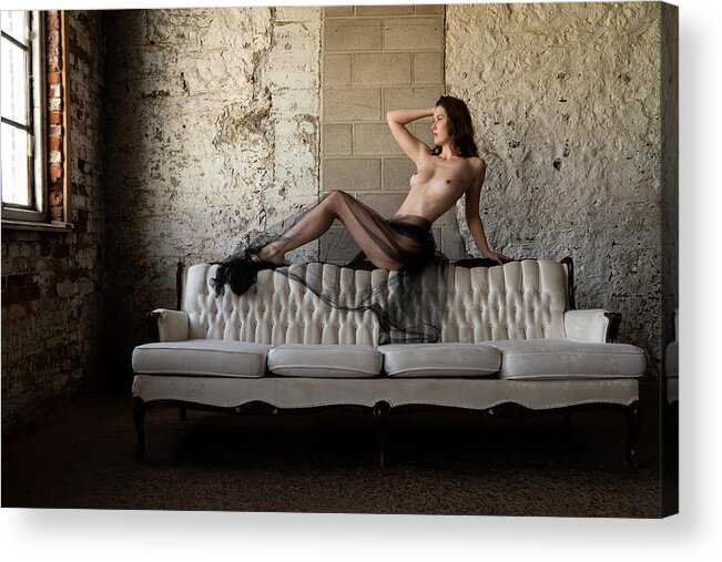 Model Acrylic Print featuring the photograph On The Couch by Alexander Lee