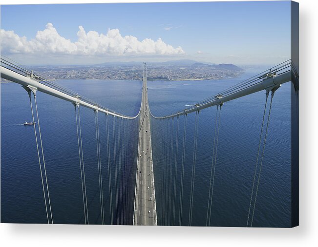 Bridge Acrylic Print featuring the photograph On Top Of The Main Tower Supporting The Wire (no.1) by Hitoshi Yamada
