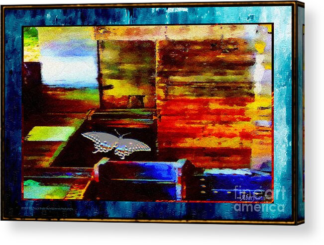 Aquamarine Acrylic Print featuring the mixed media Painted Shadows of a Different Love and Time by Aberjhani