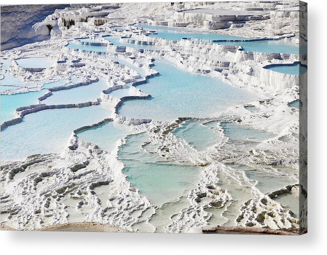 Mineral Acrylic Print featuring the photograph Pamukkale Pools by Travenian