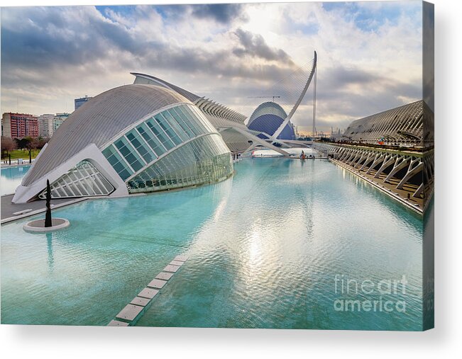 Agora Acrylic Print featuring the photograph Panoramic cinema in the city of sciences of Valencia, Spain, vis by Joaquin Corbalan