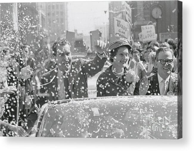 Mature Adult Acrylic Print featuring the photograph Parade Welcoming Presidential Candidate by Bettmann