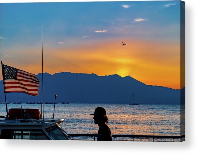 Bird Acrylic Print featuring the photograph Patriot on the Lake by Robert FERD Frank