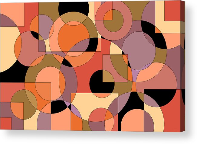 Peach Circle Abstract Acrylic Print featuring the digital art Peach Circle Abstract by Val Arie