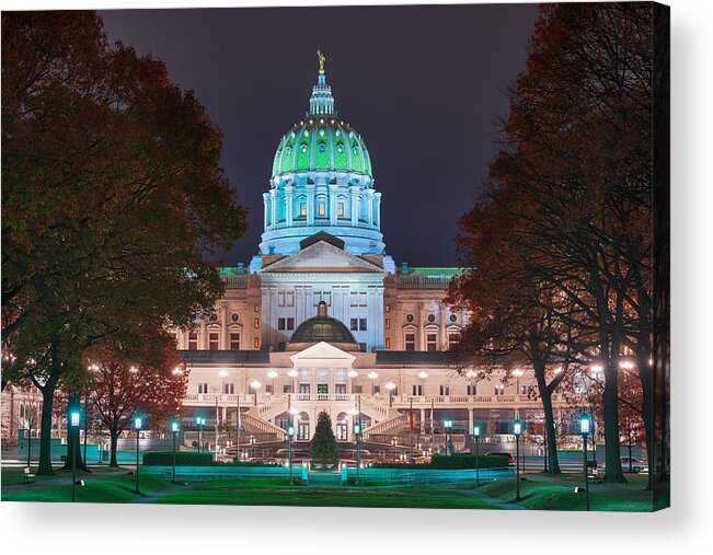 Trees Acrylic Print featuring the photograph Pennsylvania State Capitol by Sean Pavone