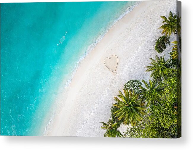 Oceans Acrylic Print featuring the photograph Perfect Drawing Of Heart Shape In Soft by Levente Bodo